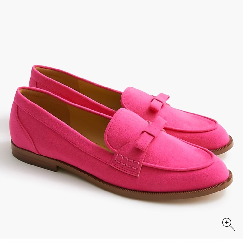 🆕 J.Crew- Suede Bow Loafer, Sweet Fuchsia, Size 9M, NWB